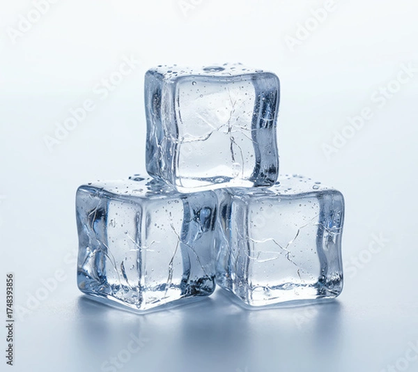 Obraz Close-up of three ice cubes on white