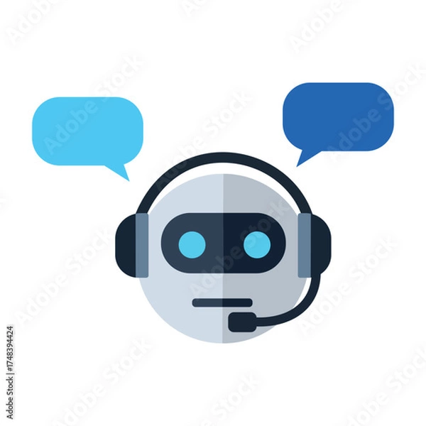 Fototapeta Friendly Chatbot Providing Customer Service with Personalized Support Talking with Clients and Answering Questions in Modern Style