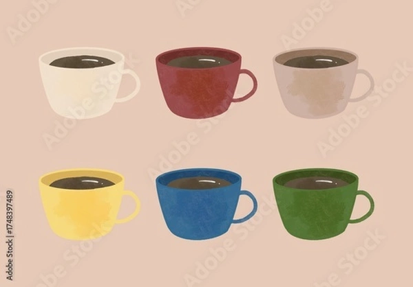 Fototapeta カラフルなマグカップのセット