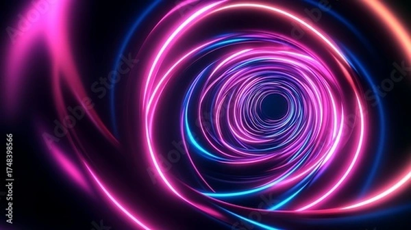 Fototapeta A vibrant abstract image with swirling neon light trails