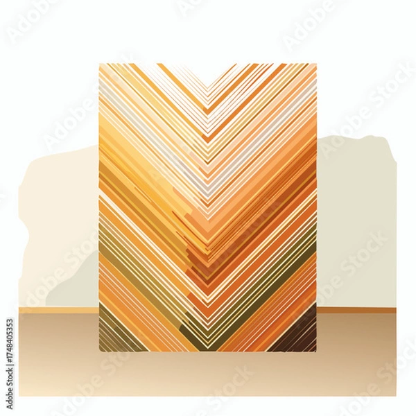 Obraz Abstract geometric design with orange and white stripes on neutral backdrop