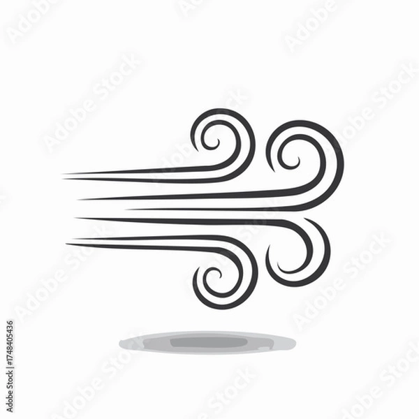 Obraz Abstract wind symbol illustration on white background with shadow