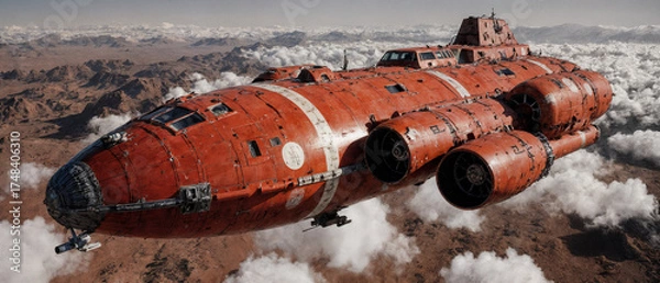 Obraz Futuristic Cargo Ship in Flight