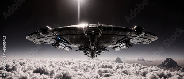 Obraz Futuristic Cargo Ship in Flight