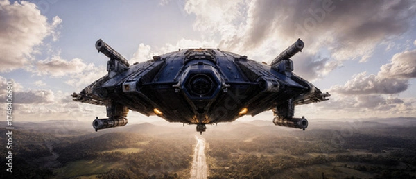 Obraz Futuristic Cargo Ship in Flight