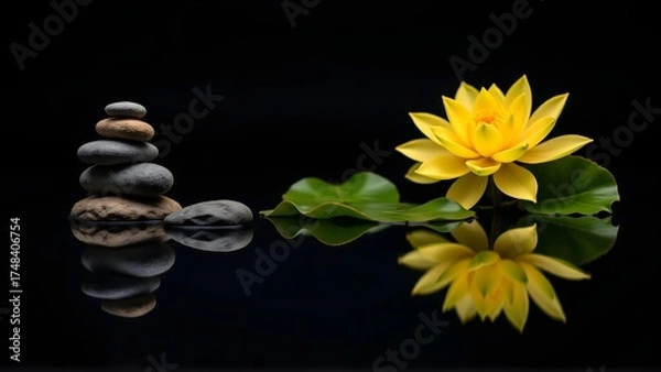 Fototapeta Zen still life of lotus and rocks