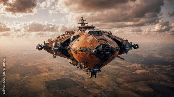 Obraz Futuristic Cargo Ship in Flight