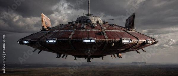 Obraz Futuristic Cargo Ship in Flight