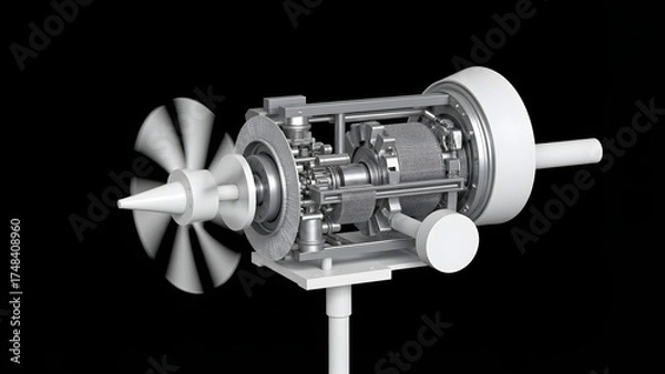 Fototapeta Mechanical engine cross-section