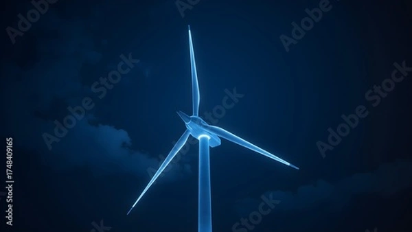 Fototapeta Wind turbine at night