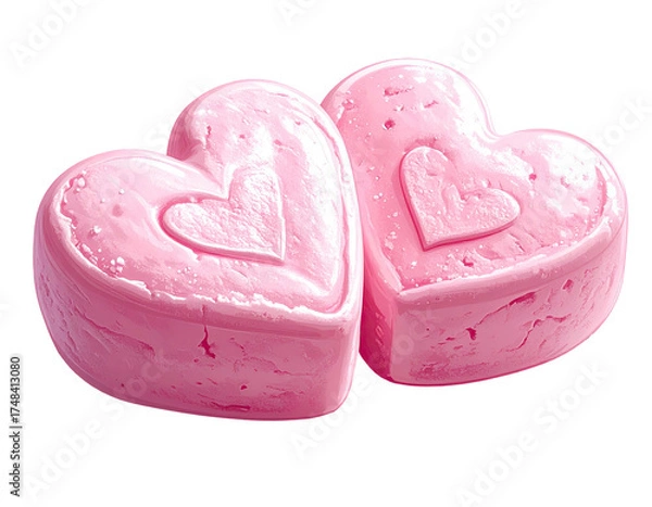 Fototapeta Two pink hearts, glossy and textured