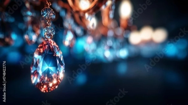 Fototapeta A Captivating Display of Exquisite Crystals Reflecting Light in a Stunning Chandelier, Creating a Mesmerizing Atmosphere of Elegance and Luxury