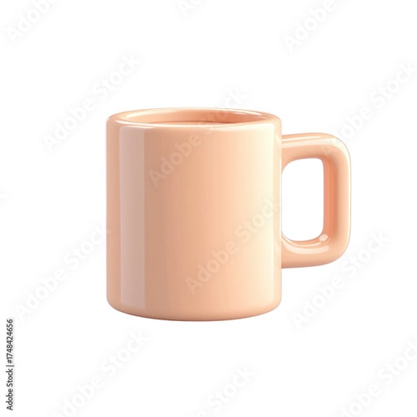 Fototapeta Elegant Peach Coffee Mug Isolated on White Background for Design