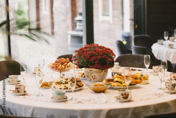 Obraz A beautiful table set for an autumn celebration.