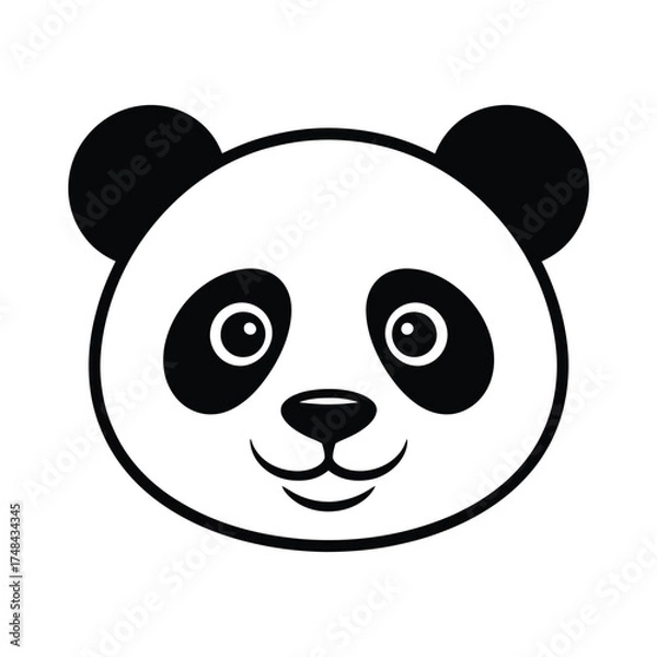 Fototapeta Simple black and white panda bear face vector illustration scalable eps graphic silhouette