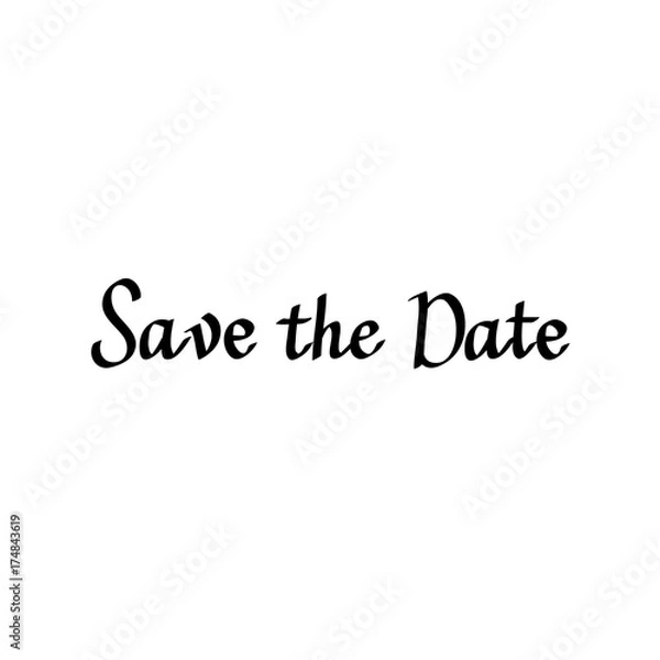 Fototapeta Save the date vector calligraphy digital drawn imitation