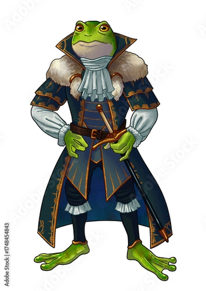 Obraz Fantasy Frog prince with sword illustration