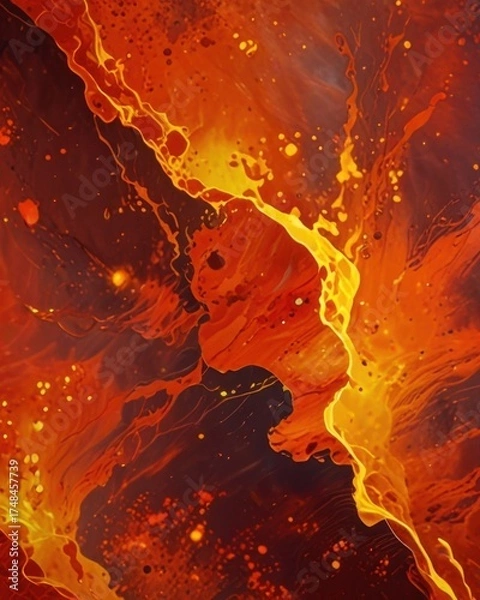 Fototapeta Radiant Orange Fire Opal Surface with Fiery Red Layers Abstract Background