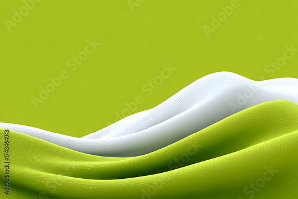 Fototapeta Abstract Wavy Texture of Green and White Fabric Creating Soft Flowing Patterns