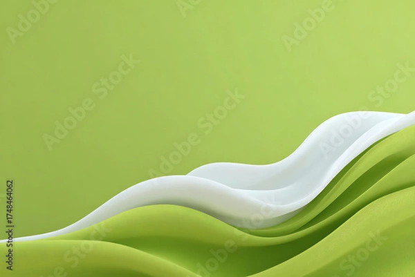 Fototapeta Abstract Green and White Waves on Soft Background Creating Calm Atmosphere