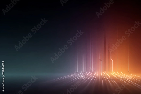 Fototapeta Abstract Digital Background with Colorful Lines and Glowing Effects for Design