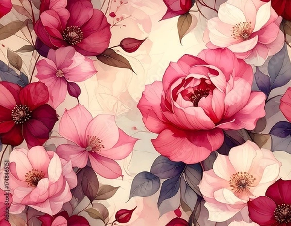 Fototapeta Romantic floral pattern