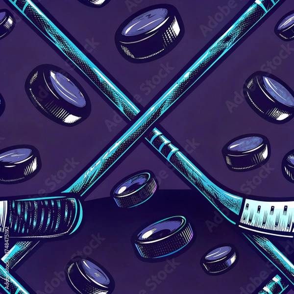 Obraz seamless pattern texture art of hockey elements	