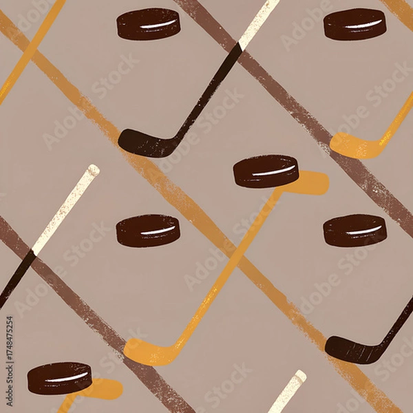 Obraz seamless pattern texture art of hockey elements	