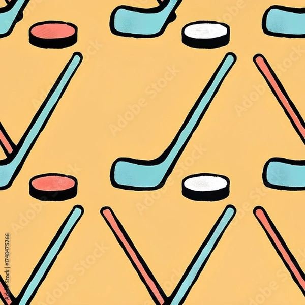 Obraz seamless pattern texture art of hockey elements	