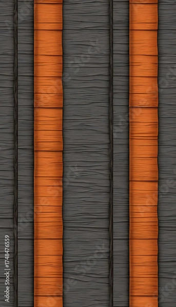 Obraz Abstract textured background with vertical stripes of orange and dark gray