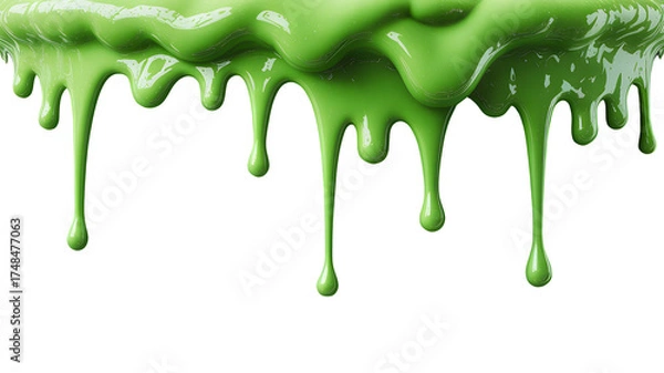Obraz Green slime dripping from an edge isolated on transparent background