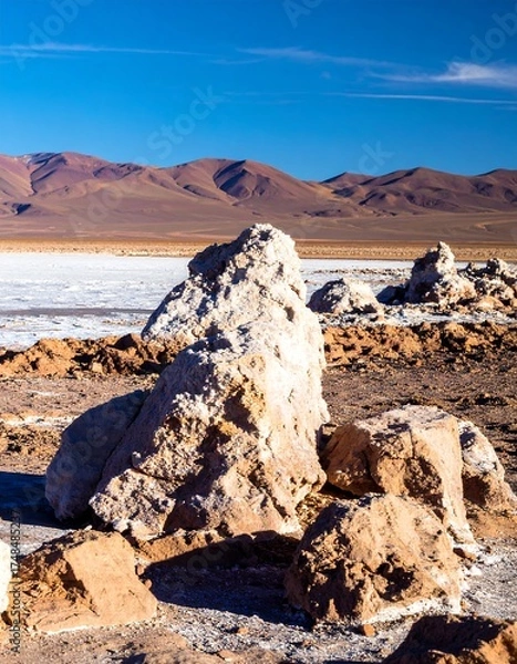 Obraz White rocks and desert landscape