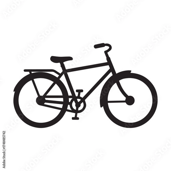 Obraz Illustration of a bicycle isolated on white background, a classic mode of transportation