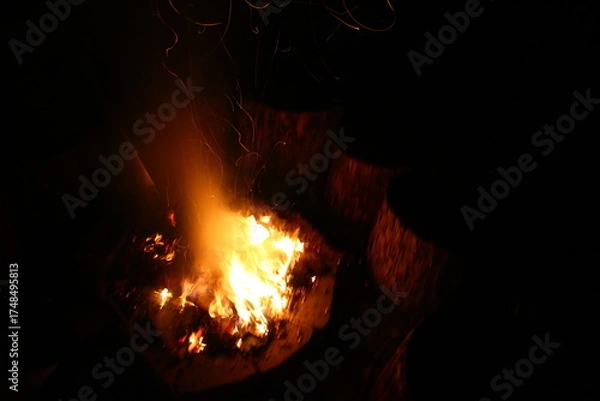 Obraz fire burning in the fireplace