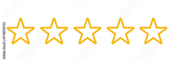 Obraz golden 5 five stars rating concept flat product and service rate concept