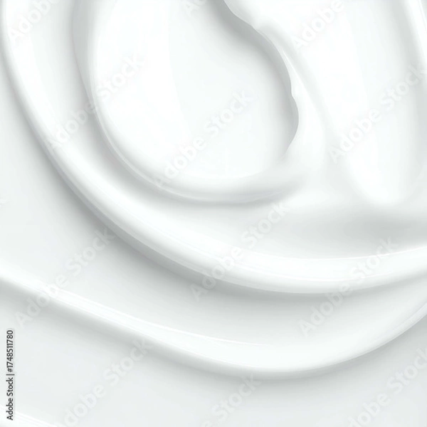 Fototapeta Close-up of smooth, swirling white cream, showcasing soft shadows and a luxurious texture