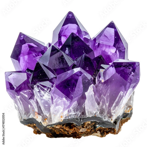 Fototapeta A radiant amethyst cluster, showing purple crystalline structure against a black background