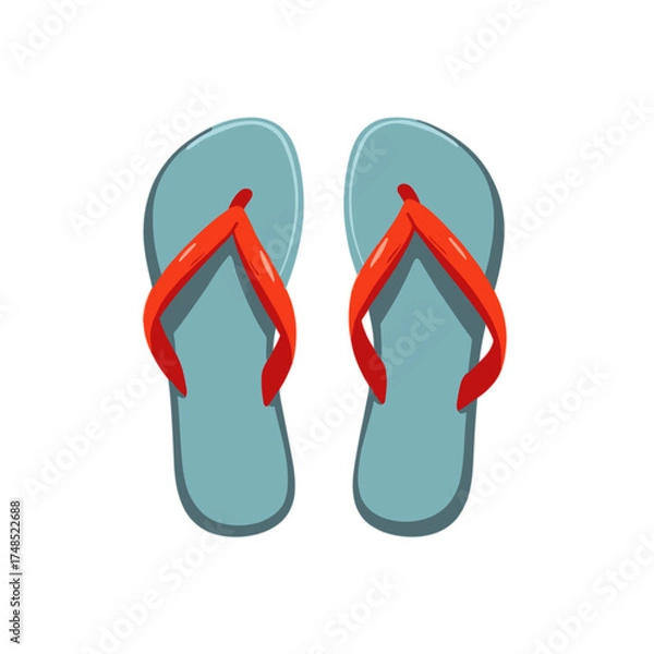 Obraz Colorful flip flops with red straps on a blue background  