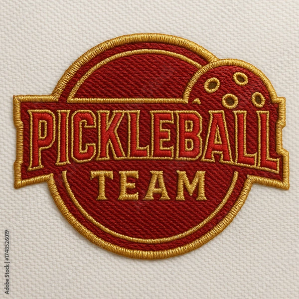Fototapeta Retro Pickleball Team Embroidered Patch on Canvas