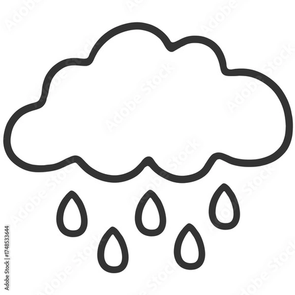 Obraz black outline rain cloud illustration