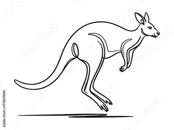 Fototapeta Minimalist Line Art Kangaroo Leaping