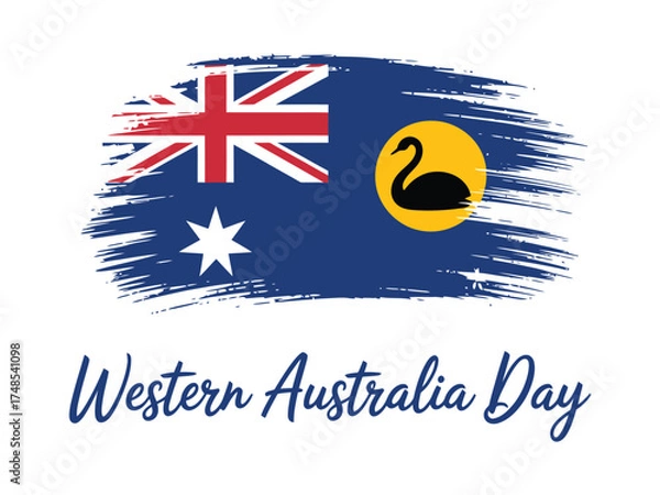 Fototapeta Western Australia Day Flag with Brushstroke Effect