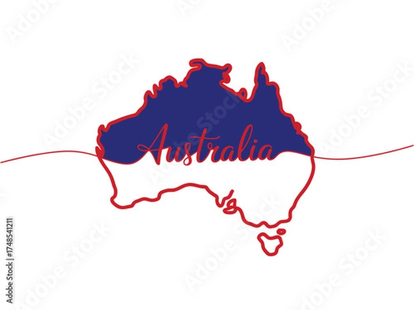 Fototapeta Australia Map Outline with Text