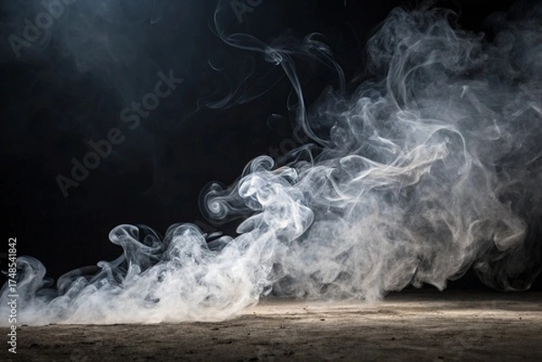 Obraz Smoke texture over blank black background