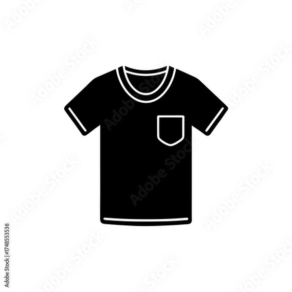 Obraz Black t shirt with pocket outline silhouette