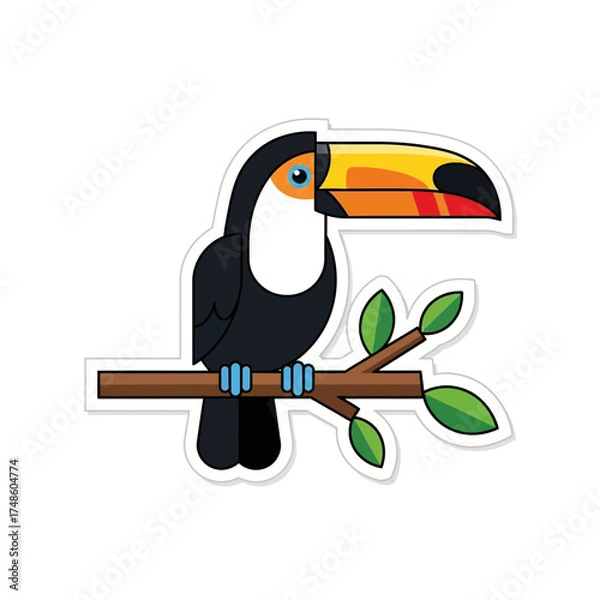 Obraz Vibrant toucan perched on a tree branch, bringing a splash of tropical color and exotic charm to any design project.