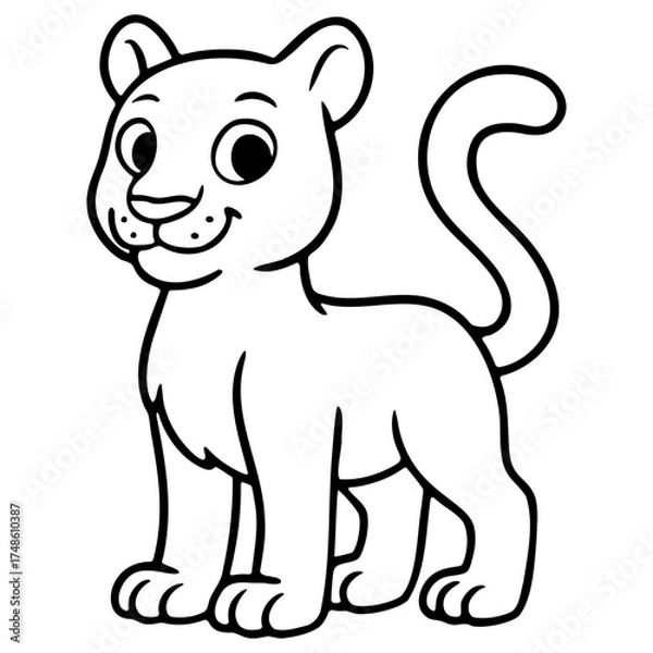 Obraz ilustracion lineal de animales del perú, puma