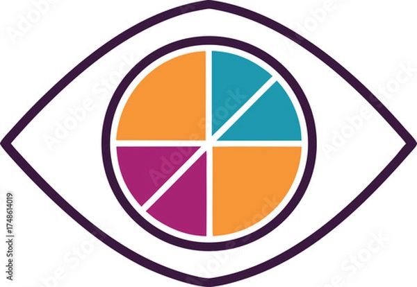 Fototapeta Data Analytics Eye Concept Icon. Pie Chart Iris Infographic Vector. Statistics and Vision Symbol.
