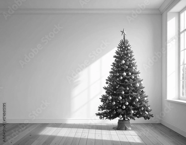 Obraz 静かな部屋に佇むクリスマスツリーの存在感