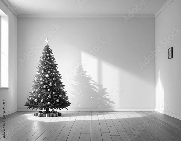Obraz 静かな部屋に佇むクリスマスツリーの存在感